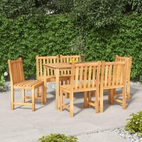 Vidaxl 7 Piece Patio Dining Set Solid Wood Teak