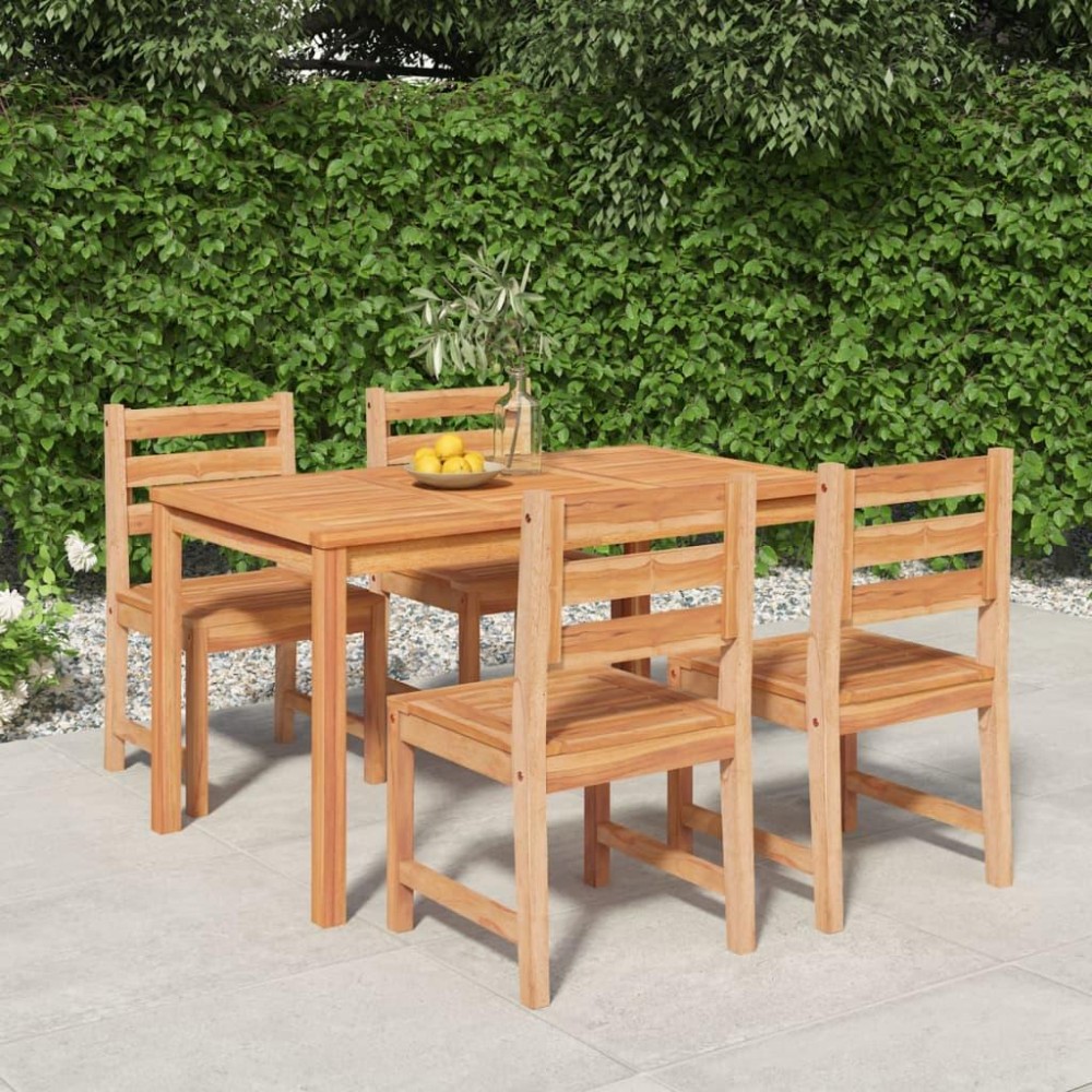 Vidaxl 5 Piece Patio Dining Set Solid Wood Teak