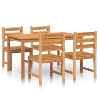 Vidaxl 5 Piece Patio Dining Set Solid Wood Teak