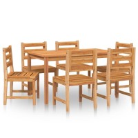 Vidaxl 7 Piece Patio Dining Set Solid Wood Teak