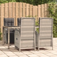 Vidaxl 5 Piece Patio Dining Set With Cushions Gray Poly Rattan