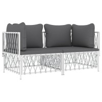 Vidaxl 2 Piece Patio Lounge Set With Cushions White Steel