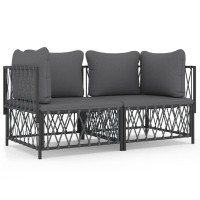 Vidaxl 2 Piece Patio Lounge Set With Cushions Anthracite Steel
