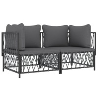 Vidaxl 2 Piece Patio Lounge Set With Cushions Anthracite Steel