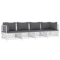 Vidaxl 4 Piece Patio Lounge Set With Cushions White Steel