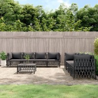 Vidaxl 9 Piece Patio Lounge Set With Cushions Anthracite Steel