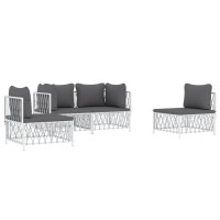 Vidaxl 4 Piece Patio Lounge Set With Cushions White Steel