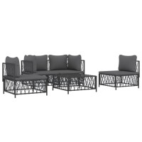 Vidaxl 5 Piece Patio Lounge Set With Cushions Anthracite Steel