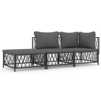 Vidaxl 3 Piece Patio Lounge Set With Cushions Anthracite Steel