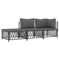 Vidaxl 3 Piece Patio Lounge Set With Cushions Anthracite Steel