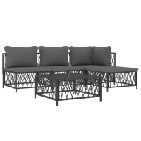 Vidaxl 5 Piece Patio Lounge Set With Cushions Anthracite Steel