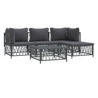 Vidaxl 5 Piece Patio Lounge Set With Cushions Anthracite Steel