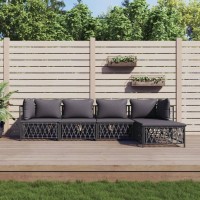 Vidaxl 5 Piece Patio Lounge Set With Cushions Anthracite Steel