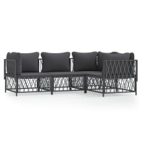 Vidaxl 4 Piece Patio Lounge Set With Cushions Anthracite Steel