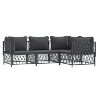 Vidaxl 4 Piece Patio Lounge Set With Cushions Anthracite Steel
