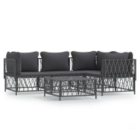 Vidaxl 5 Piece Patio Lounge Set With Cushions Anthracite Steel