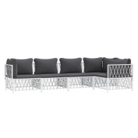 Vidaxl 5 Piece Patio Lounge Set With Cushions White Steel