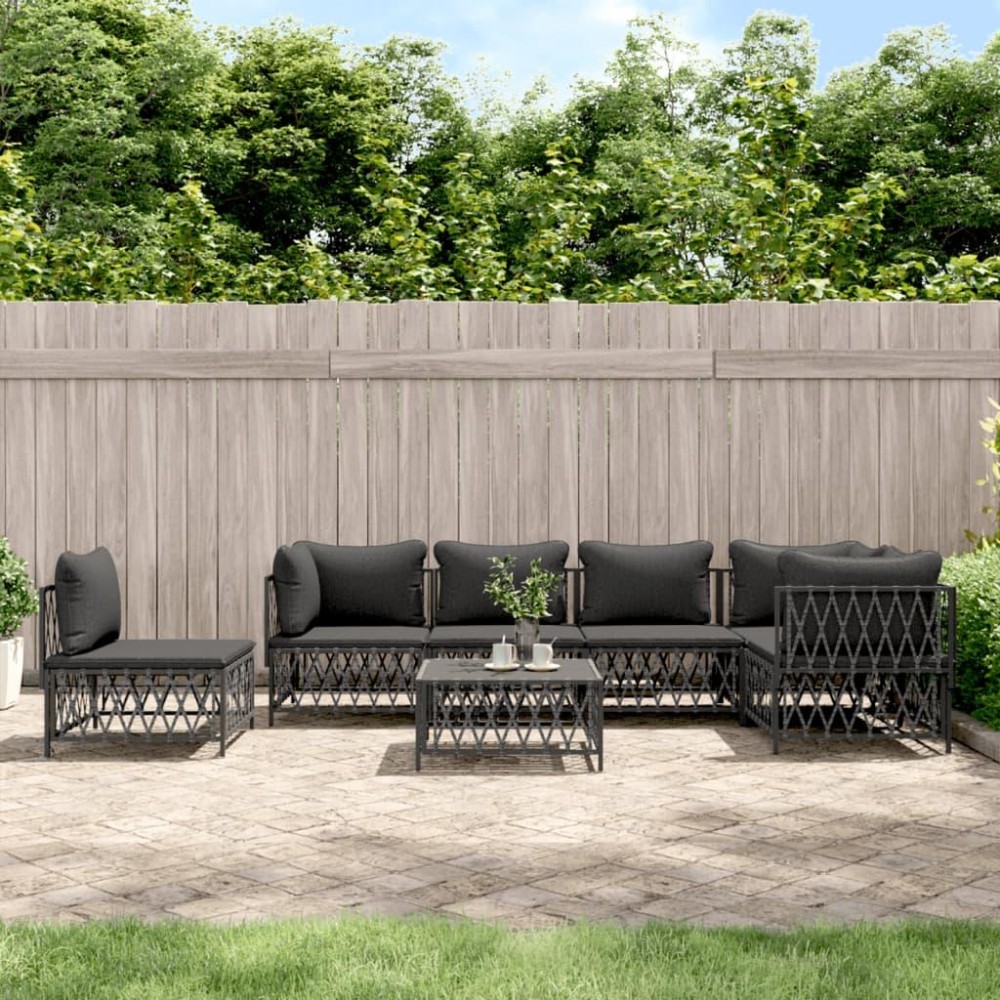 Vidaxl 7 Piece Patio Lounge Set With Cushions Anthracite Steel