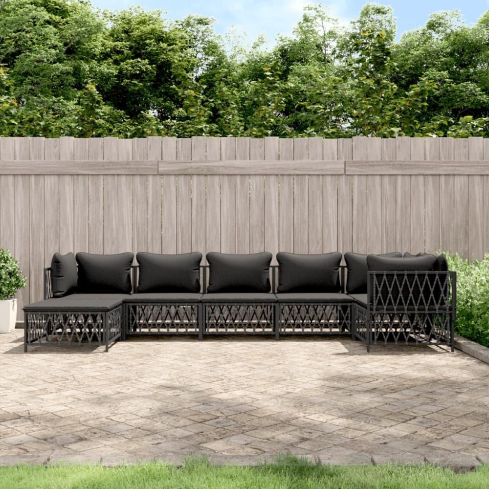 Vidaxl 7 Piece Patio Lounge Set With Cushions Anthracite Steel