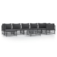 Vidaxl 8 Piece Patio Lounge Set With Cushions Anthracite Steel