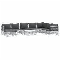 Vidaxl 9 Piece Patio Lounge Set With Cushions White Steel