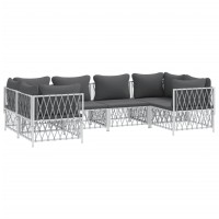 Vidaxl 6 Piece Patio Lounge Set With Cushions White Steel