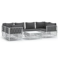 Vidaxl 7 Piece Patio Lounge Set With Cushions White Steel
