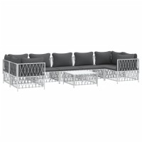 Vidaxl 8 Piece Patio Lounge Set With Cushions White Steel