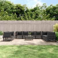 Vidaxl 11 Piece Patio Lounge Set With Cushions Anthracite Steel