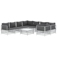 Vidaxl 9 Piece Patio Lounge Set With Cushions White Steel