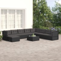Vidaxl 9 Piece Patio Lounge Set With Cushions Black Poly Rattan