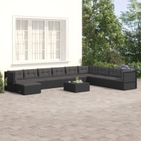 Vidaxl 10 Piece Patio Lounge Set With Cushions Black Poly Rattan