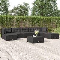 Vidaxl 8 Piece Patio Lounge Set With Cushions Black Poly Rattan