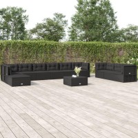 Vidaxl 11 Piece Patio Lounge Set With Cushions Black Poly Rattan