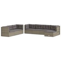 Vidaxl 8 Piece Patio Lounge Set With Cushions Gray Poly Rattan