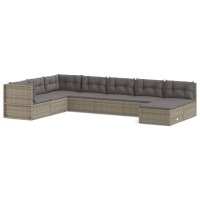 Vidaxl 8 Piece Patio Lounge Set With Cushions Gray Poly Rattan