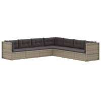 Vidaxl 7 Piece Patio Lounge Set With Cushions Gray Poly Rattan