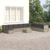 Vidaxl 10 Piece Patio Lounge Set With Cushions Gray Poly Rattan