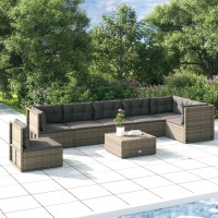 Vidaxl 7 Piece Patio Lounge Set With Cushions Gray Poly Rattan