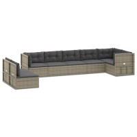 Vidaxl 8 Piece Patio Lounge Set With Cushions Gray Poly Rattan