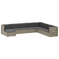 Vidaxl 9 Piece Patio Lounge Set With Cushions Gray Poly Rattan