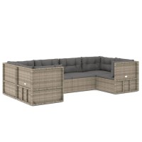 Vidaxl 6 Piece Patio Lounge Set With Cushions Gray Poly Rattan