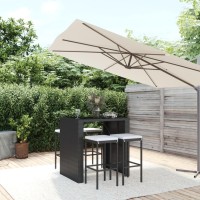 Vidaxl 5 Piece Patio Bar Set With Cushions Black Poly Rattan