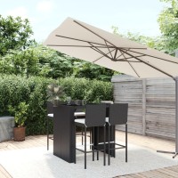 Vidaxl 5 Piece Patio Bar Set With Cushions Black Poly Rattan