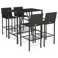 Vidaxl 5 Piece Patio Bar Set Black Poly Rattan