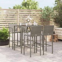 Vidaxl 5 Piece Patio Bar Set Gray Poly Rattan