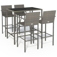 Vidaxl 5 Piece Patio Bar Set Gray Poly Rattan