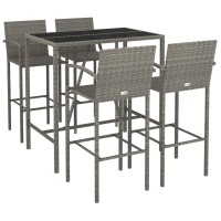 Vidaxl 5 Piece Patio Bar Set Gray Poly Rattan