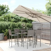 Vidaxl 7 Piece Patio Bar Set Gray Poly Rattan