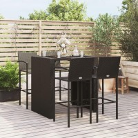 Vidaxl 5 Piece Patio Bar Set Black Poly Rattan